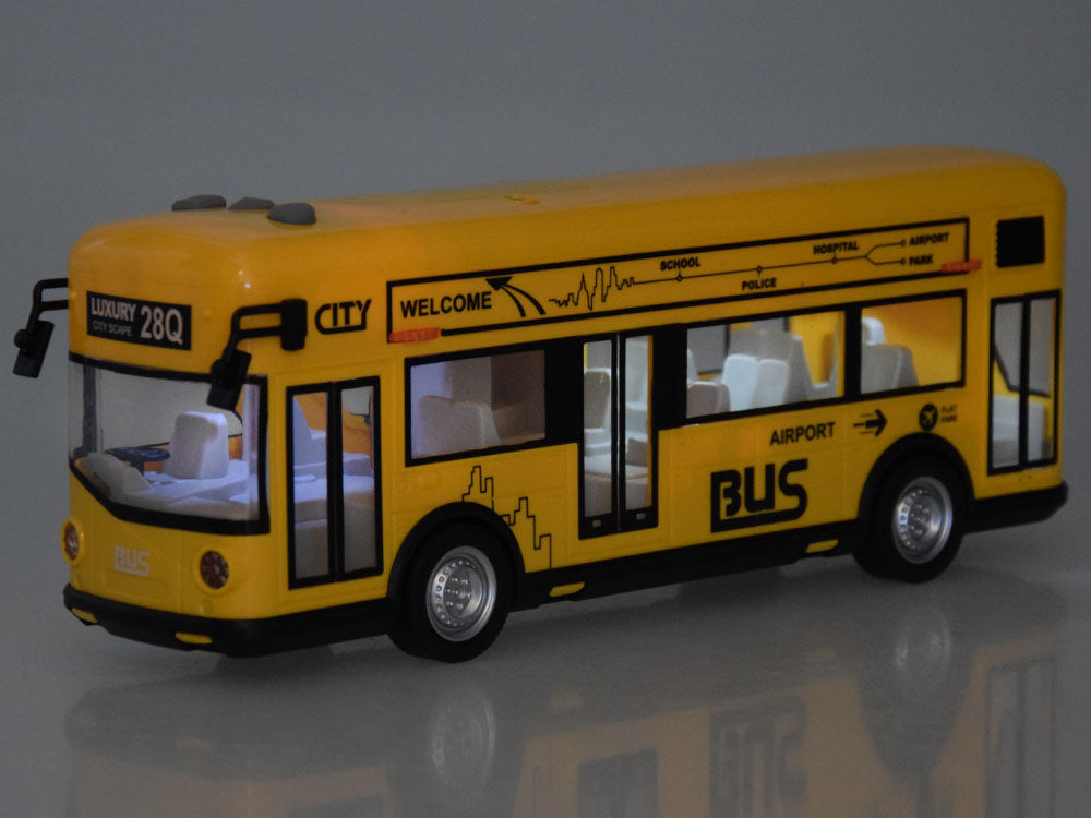 City Bus Toy for Kids with Light & Sound | Large Yellow Public Transport Bus with Detailed Interior, Moving Wheels & Realistic City Design | Pretend Play Vehicle Toy for Kids 3+ Years