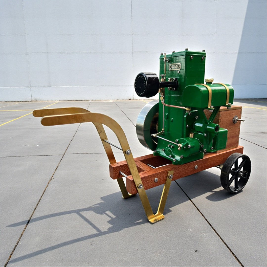 RETROL & OKMO D-Type 100th Anniversary Stationary Gasoline Engine Model – Fully Functional Mini 4-Stroke Engine with Wooden Base