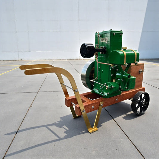 RETROL & OKMO D-Type 100th Anniversary Stationary Gasoline Engine Model – Fully Functional Mini 4-Stroke Engine with Wooden Base