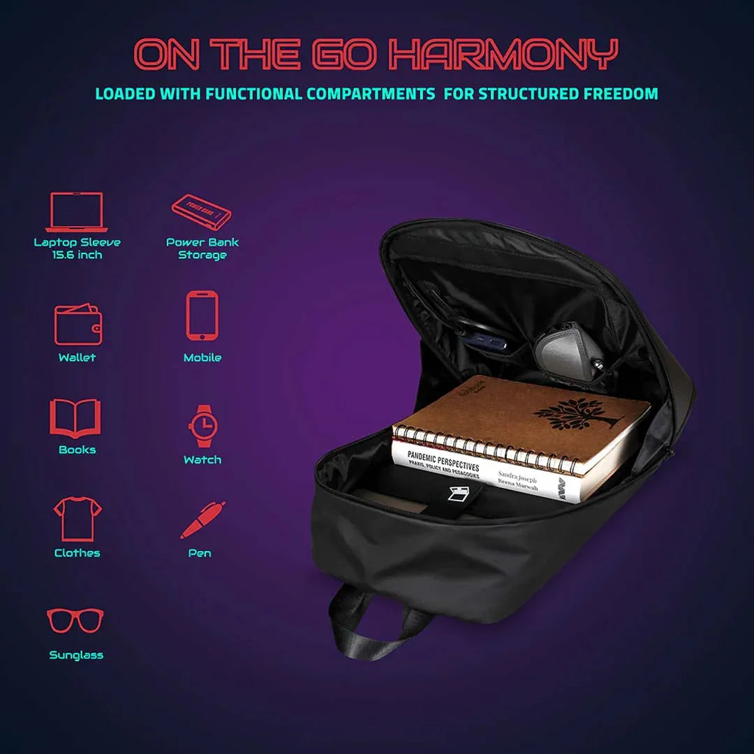 Hookaba Urban Buzz LED Backpack – Futuristic Hard Shell | Waterproof | 15.6” Laptop | Night-Ready Design - Black - Jaiman Toys