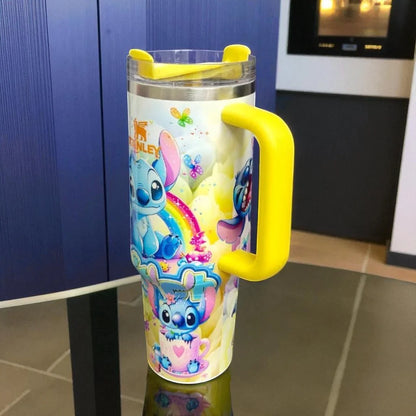 Stanley Stitch Travel Mug – 20 oz Stainless Steel Insulated Cup with Handle (Yellow) - Jaiman Toys