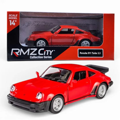 RMZ City 1:36 Porsche 911 Turbo 3.3 Die-Cast Car | Pull Back & Go | Openable Doors | Red / Blue