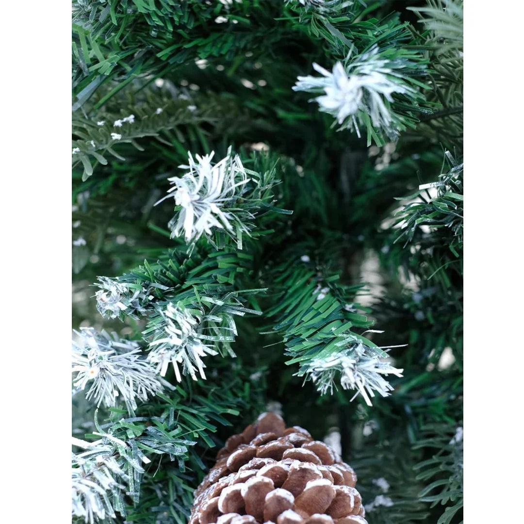 SWEN Balsam 4-Feet Christmas Tree with Light Frosting & Large Pine Cones | Premium Snow-Kissed Holiday Décor