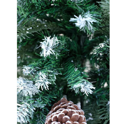 SWEN Balsam 4-Feet Christmas Tree with Light Frosting & Large Pine Cones | Premium Snow-Kissed Holiday Décor