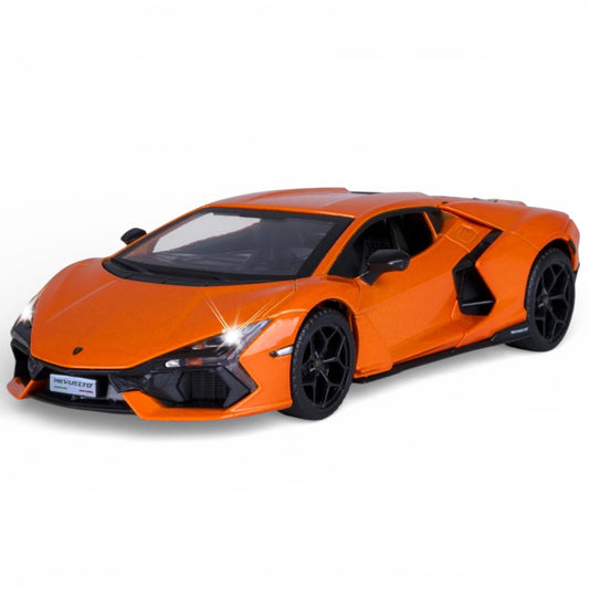 MSZ 1:32 Lamborghini Revuelto Die-Cast Model Car – Orange | Pull Back, Openable Doors, Light & Sound (68737)