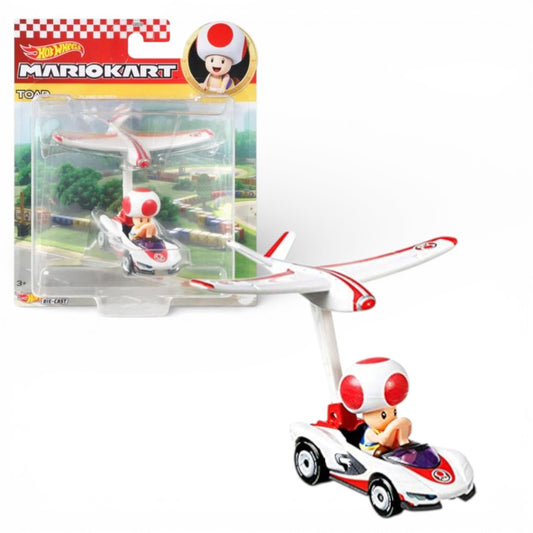 Hot Wheels Mario Kart Die Cast Glider Toad Car | Metal Racing Toy with Wings | Collectible Kart Vehicle | 3+ Years