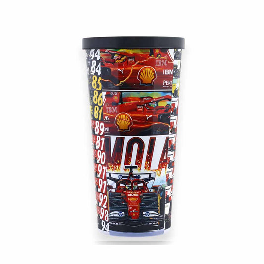 Ferrari F1 Evolution Racing Tumbler Cup with Lid 500ml – Formula 1 Car History Theme Travel Drink Cup for Motorsport Fans