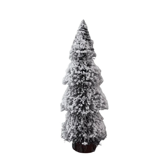 SWEN Silverly Tabletop Christmas Tree – Pack | Frosted Mini Trees with Wooden Base for Home & Office Décor