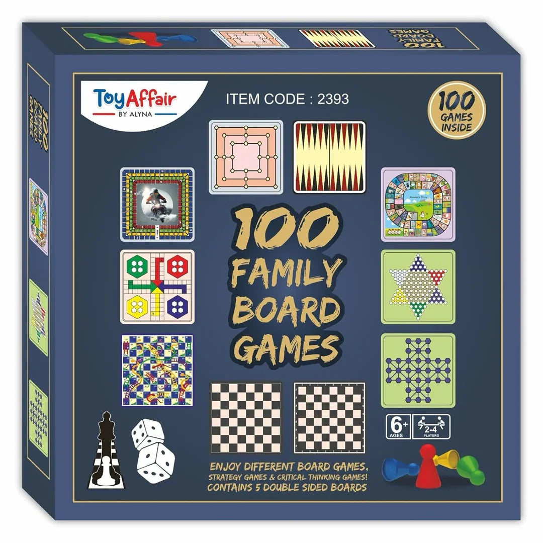 Toyaffair 100-in-1 Board Game Set – Ludo, Snakes & Ladders, Chess, Checkers & Brain Teasers for Kids & Adults