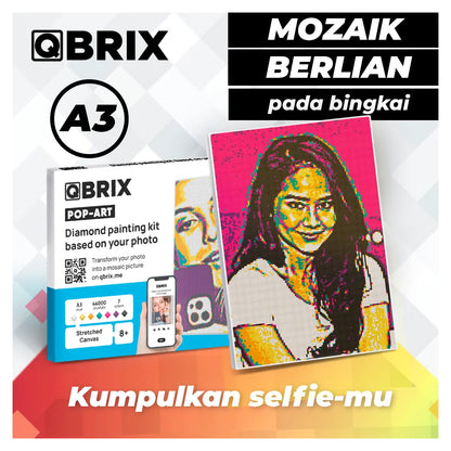 QBRIX A3  Pop-Art Diamond Painting Kit | Custom Photo Mosaic, 44,000 Crystals | Ages 8+