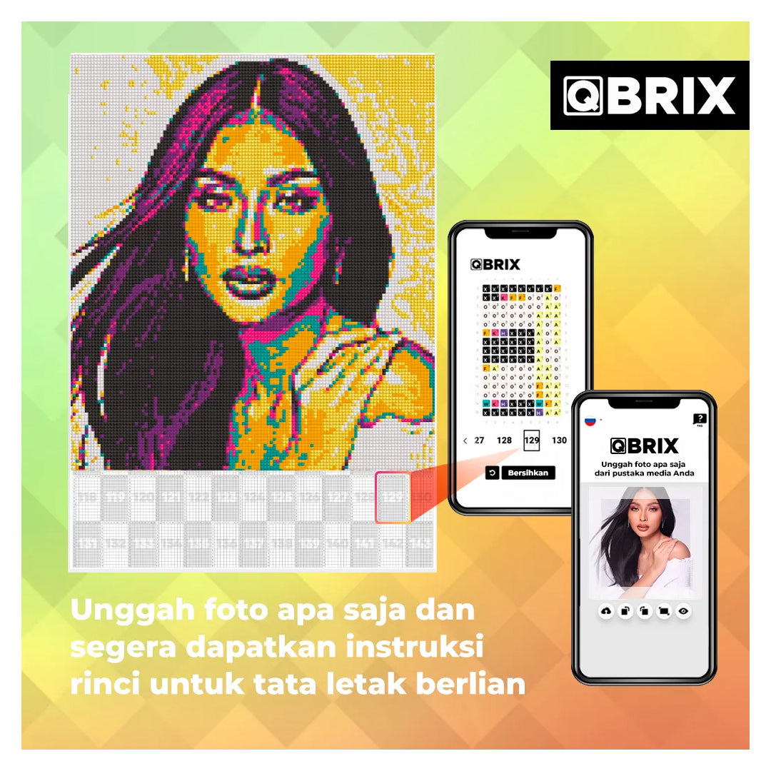 QBRIX A3  Pop-Art Diamond Painting Kit | Custom Photo Mosaic, 44,000 Crystals | Ages 8+