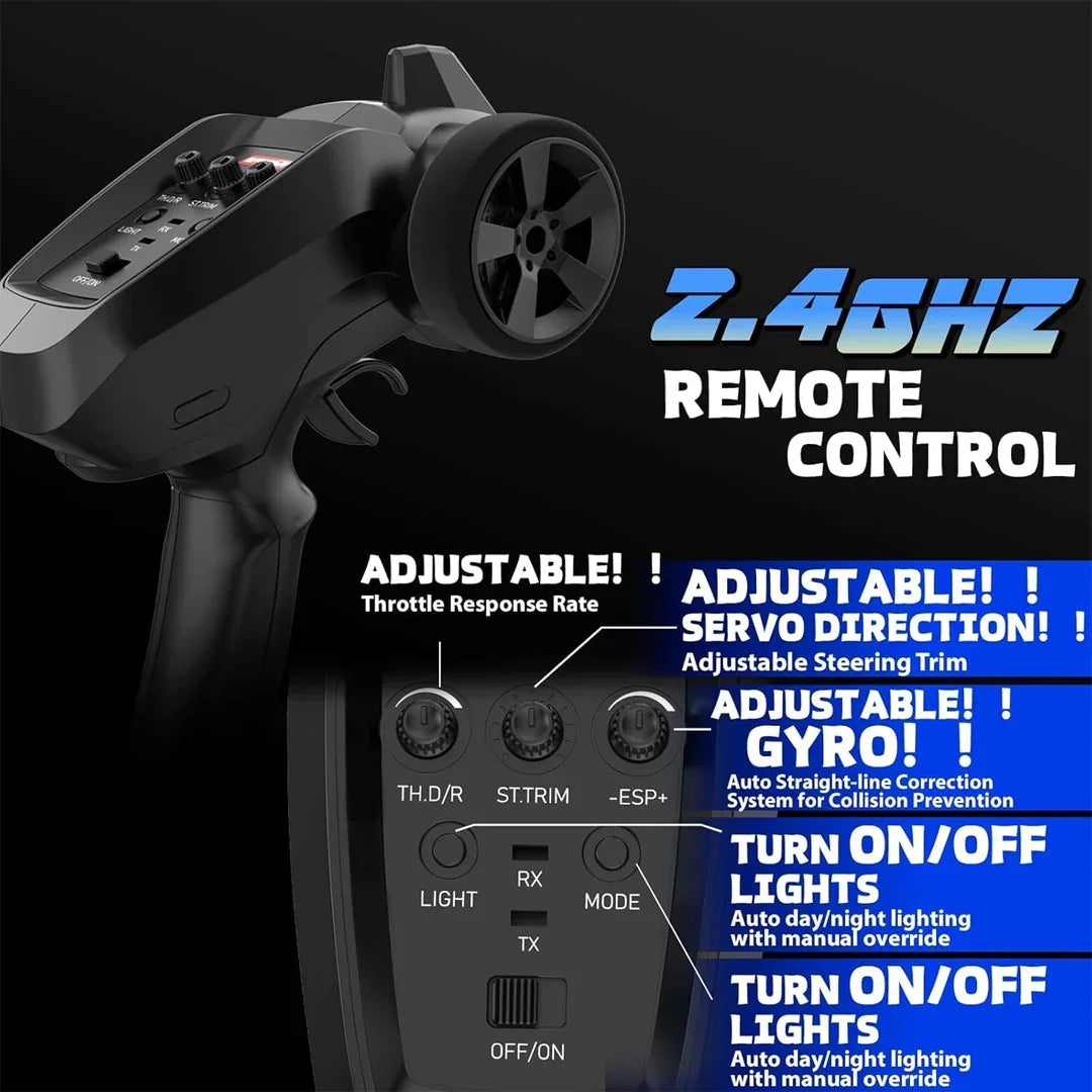 WHOOSH DC162A BMW E30 1:16 RC Drift Car | 4WD High-Speed 50km/h Racing Car with ESP Gyro (RTR) - Black