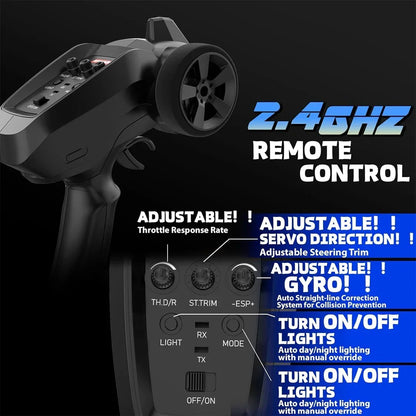 WHOOSH DC162A BMW E30 1:16 RC Drift Car | 4WD High-Speed 50km/h Racing Car with ESP Gyro (RTR) - Black