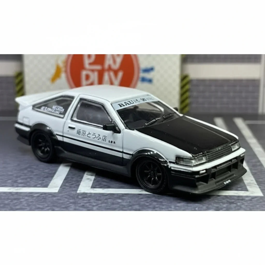 Street Warrior1:64 AE86 RWB Toyota White With Black Bonnet Dieacast Car Model