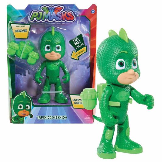 (Damaged Box) PJ Masks Talking Gekko Action Figure with Jetpack 6inch | Interactive Poseable Superhero Toy for Kids 3+