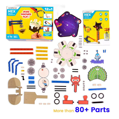 Avishkaar MEX 12-in-1 Ultimate Machines Kit | STEM Building Toy for Ages 5-10