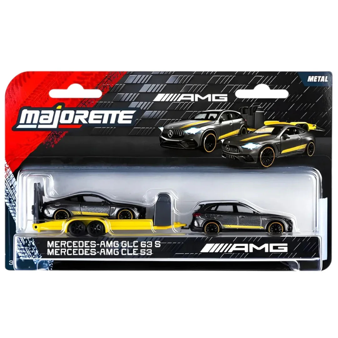 Majorette  | 1:64 Scale Mercedes-AMG Deluxe Trailer Set – GLC 63 S & CLE 53 Diecast Cars