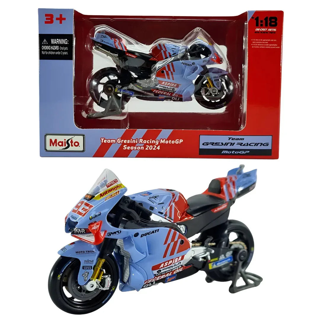 Moto Team Gresini Racing MotoGP #93 – 1:18 Scale Model (2024, Light Blue) - Jaiman Toys