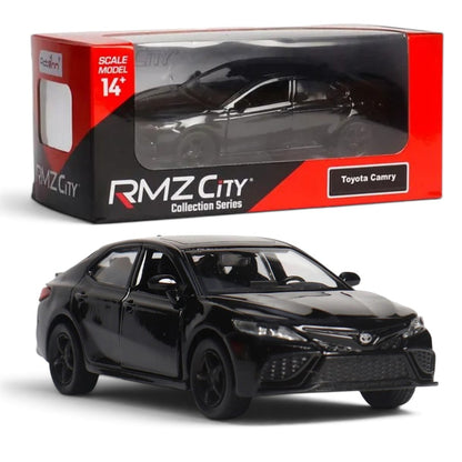RMZ City Toyota Camry 1:32 Scale Die-Cast Model Car – Black & White Collectible Luxury Sedan with Opening Doors, Pull-Back Action,