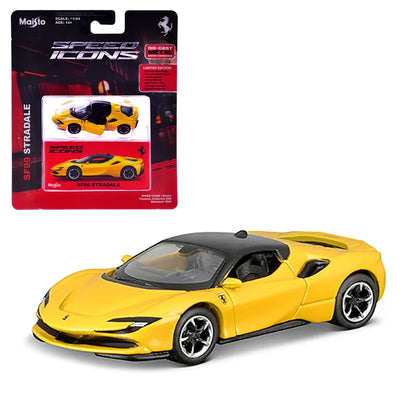 Maisto Ferrari SF90 Stradale Yellow – 1:64 Speed Icons Series | Licensed Die‑Cast Supercar Model - Jaiman Toys