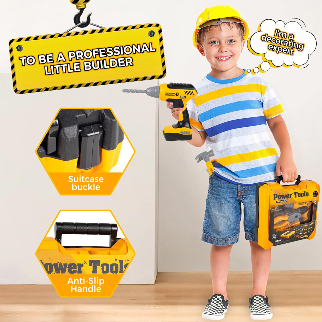 Kids Tool Set with Toy Drill & Tool Box | Pretend Play Construction Toys for Boys 3–6 Years
