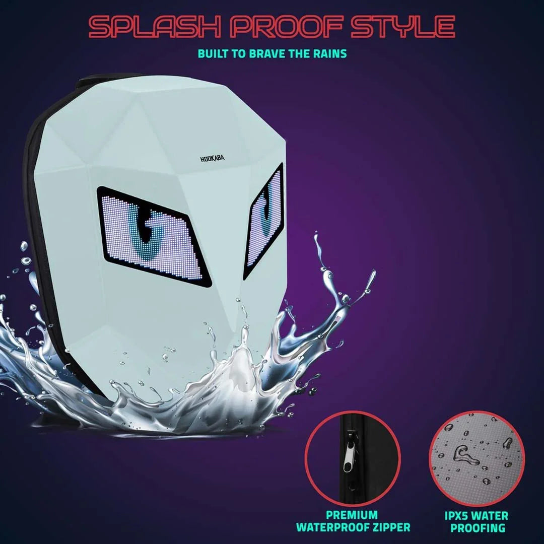 Hookaba Eye Rover LED Biker Backpack – Hard Shell, Waterproof, 15.6” Laptop - Blue - Jaiman Toys