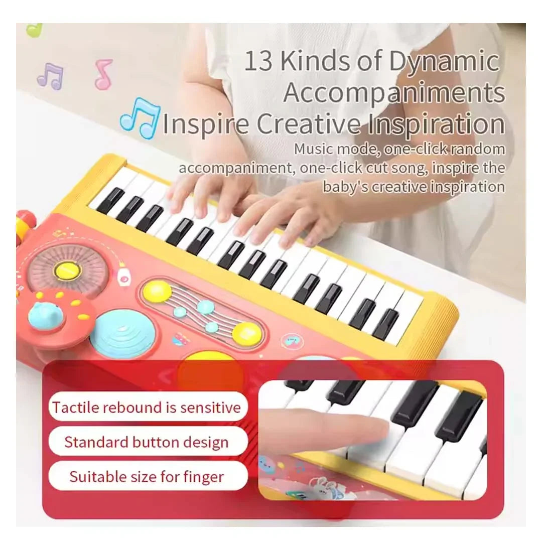 Early Learning Piano Keyboard Toy Infant Toys – Electronic Music Set with Microphone, Lights & Educational Modes for Kids & Toddlers - Jaiman Toys