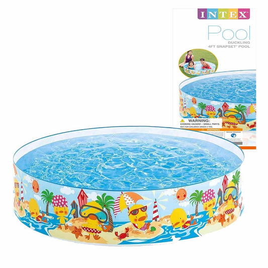Intex 58477 Duckling Snapset Pool 4 ft – Kids Hard Side Outdoor Garden Splash Pool