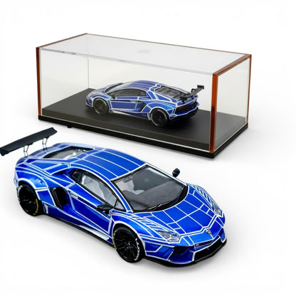 KING Model 1:64 Lamborghini LB  Aventador Performance – Metallic  Blue Grid Edition Diecast Model Car