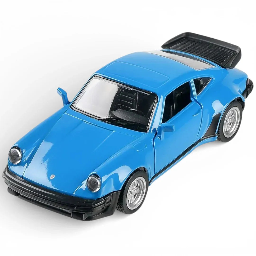 RMZ City 1:36 Porsche 911 Turbo 3.3 Die-Cast Car | Pull Back & Go | Openable Doors | Red / Blue