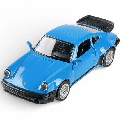 RMZ City 1:36 Porsche 911 Turbo 3.3 Die-Cast Car | Pull Back & Go | Openable Doors | Red / Blue