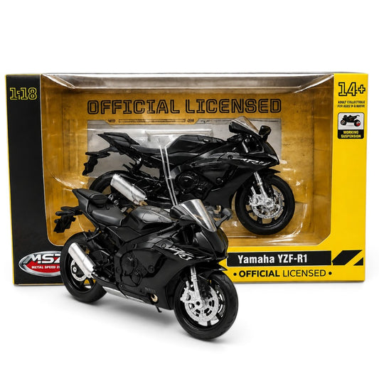 MSZ 1:18 Yamaha YZF-R1 Die-Cast Motorcycle Model | With 2 Variants  Black/Yellow