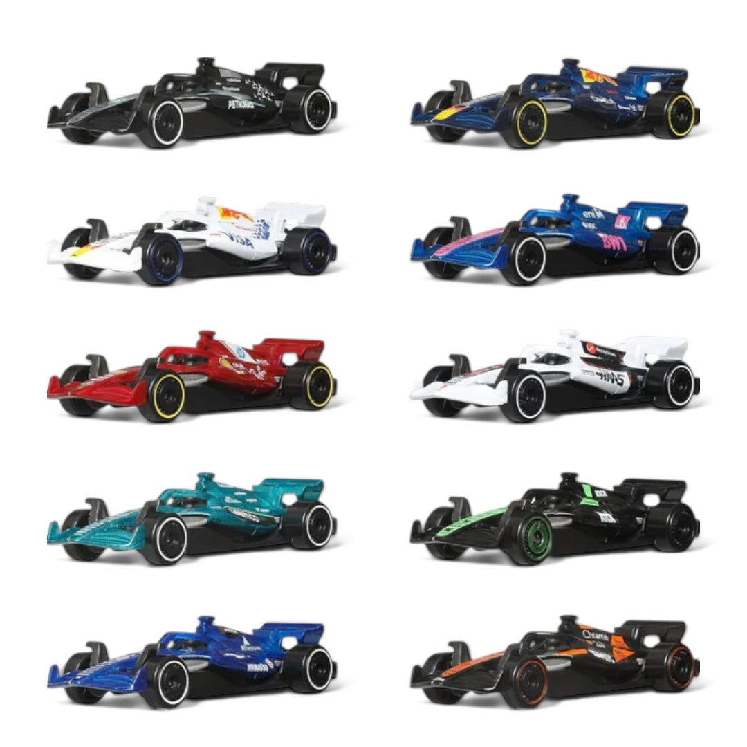 Hot Wheels Formula 1 2025 10-Car Gift Pack | F1 Racing Die-Cast Toy Cars Set with 10 Formula One Team Cars | Collectible Racing Car Set for Kids & F1 Fans Ages 3+