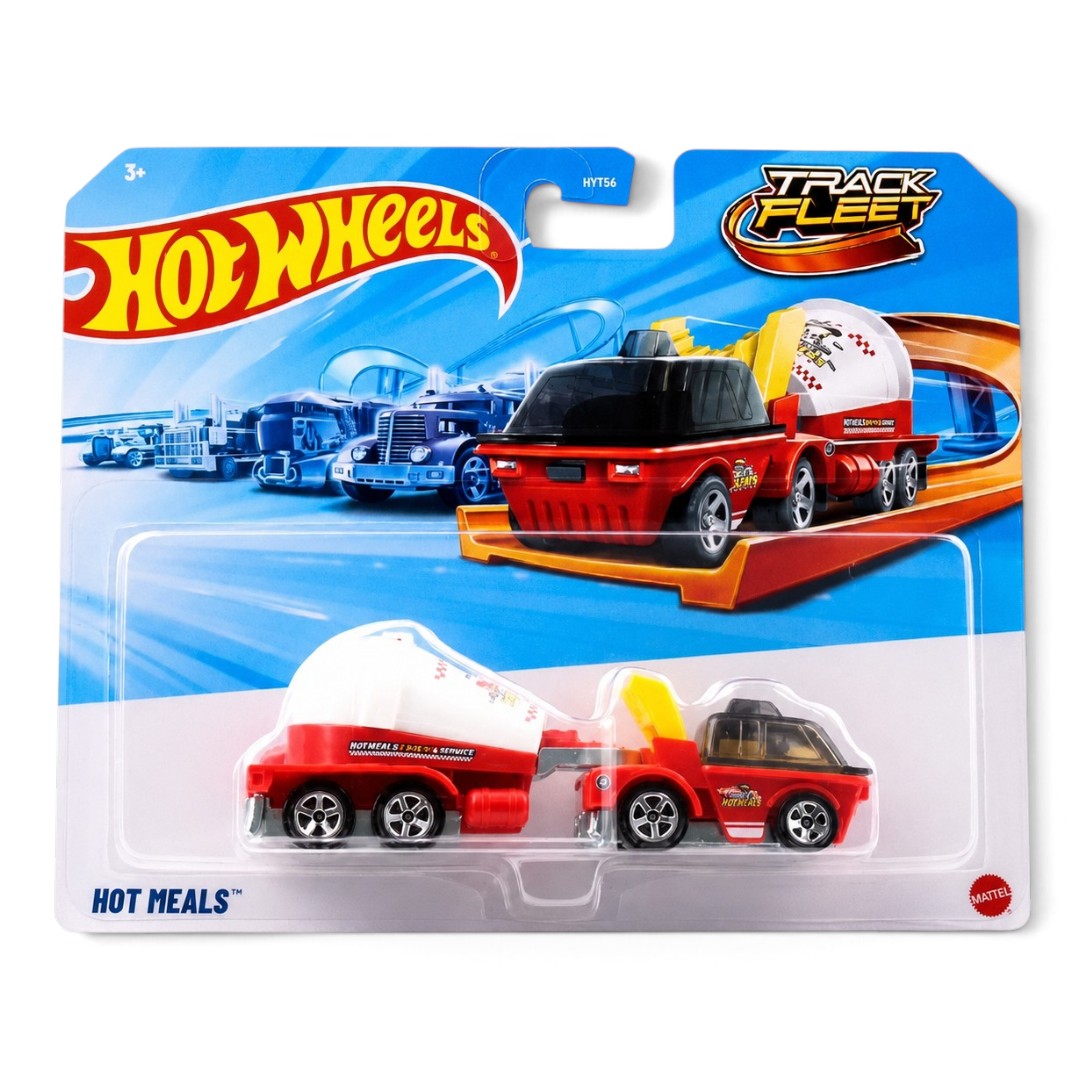 Hot Wheels Track Fleet Hot Meals Food Truck | Die-Cast Vehicle with Trailer | HYT56 | 3+ Years