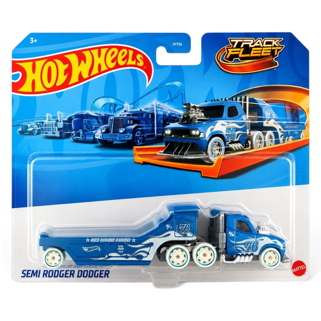 Hot Wheels Track Fleet Semi Rodger Dodger HYT56 | Blue Die-Cast Transporter Truck | Mattel Collectible Vehicle for Kids 3+