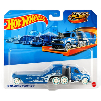 Hot Wheels Track Fleet Semi Rodger Dodger HYT56 | Blue Die-Cast Transporter Truck | Mattel Collectible Vehicle for Kids 3+