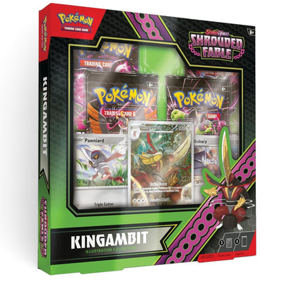 Pokémon TCG Scarlet & Violet Shrouded Fable Kingambit Illustration Collection | 3 Promo Cards + 4 Booster Packs