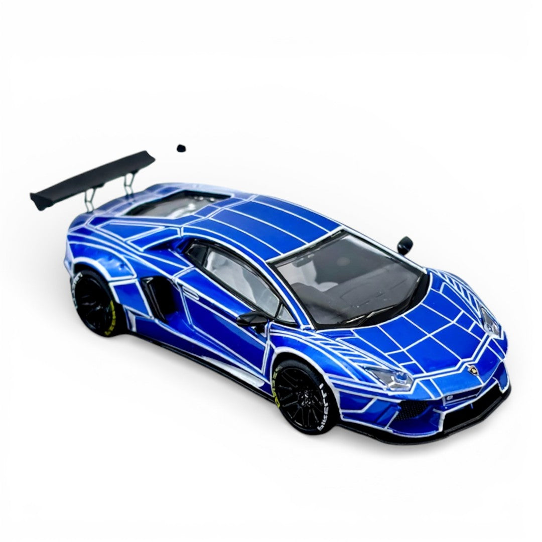 KING Model 1:64 Lamborghini LB  Aventador Performance – Metallic  Blue Grid Edition Diecast Model Car