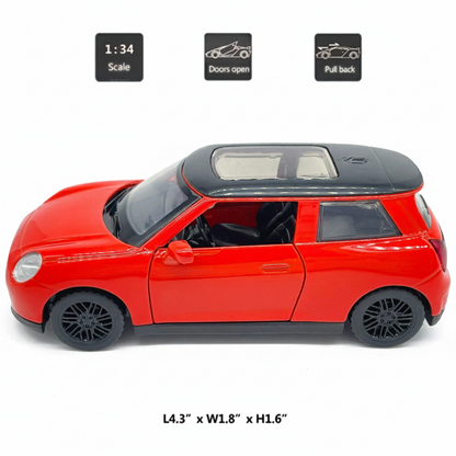 MSZ 1:34 Mini Cooper Die-Cast Model Car – Red| Pull Back, Openable Doors (67745)