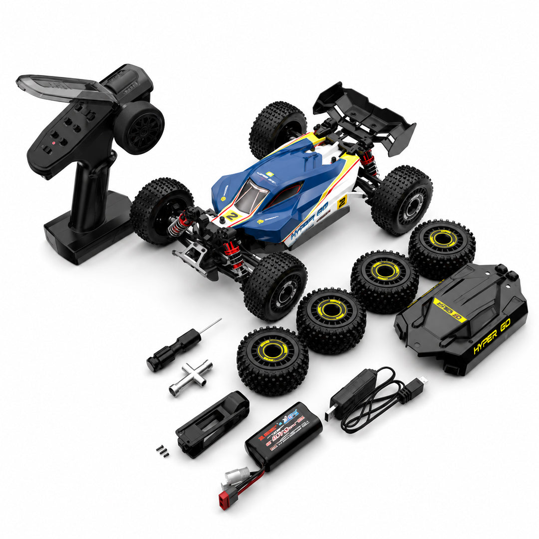 MJX Hyper Go 1:16 Scale 4WD Brushless RC Monster Truck | 2.4GHz High-Speed Off-Road Remote Control Car with Extra Tyres, Spare Body & Rechargeable Battery