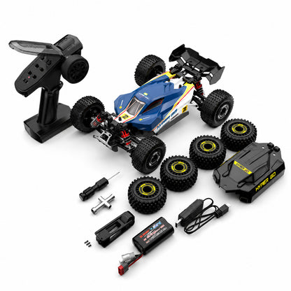 MJX Hyper Go 1:16 Scale 4WD Brushless RC Monster Truck | 2.4GHz High-Speed Off-Road Remote Control Car with Extra Tyres, Spare Body & Rechargeable Battery