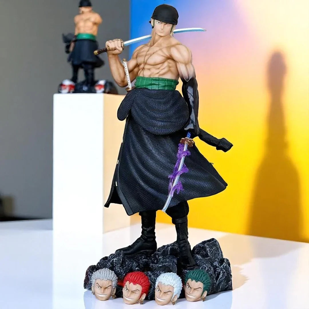 Ultimate Action Figure – Roronoa Zoro 50cm Anime Statue with 5 Interchangeable Heads One Piece PVC Collectible Model Toy Gift HW - Jaiman Toys