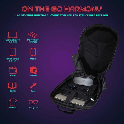 Hookaba Eye Rover LED Biker Backpack – Hard Shell, Waterproof, 15.6” Laptop - Blue - Jaiman Toys