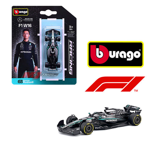 Bburago 1:64 Mercedes AMG Petronas F1 W16 #63 George Russell – Official Diecast Model Car
