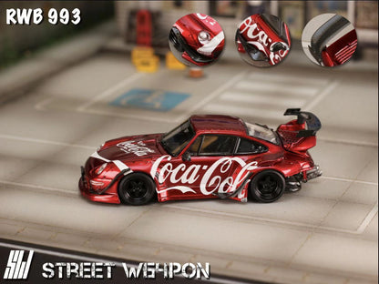 Street Weapon 1:64 Porsche 911 (993) RWB Coca-Cola Livery Die-Cast Model Car | Premium Widebody Collectible