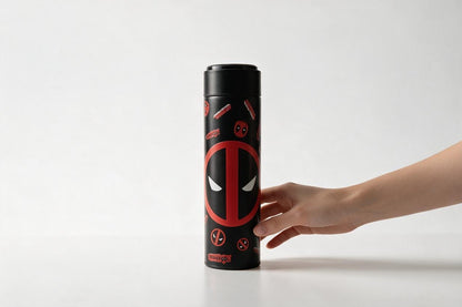 Deadpool 500ml Stainless Steel Thermos Water Bottle with LED Temperature Display & Tea Strainer | Hot & Cold Vacuum Flask