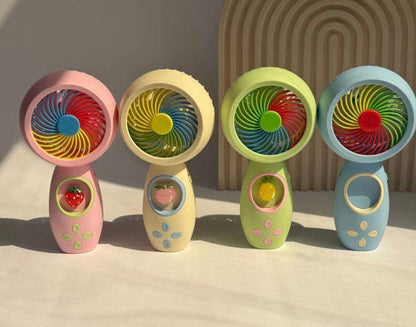 Portable Handheld Mini Fan – Colorful Personal Cooling Fan with Cute Fruit Design for Travel, Office & Outdoor Use (Pack of 1)