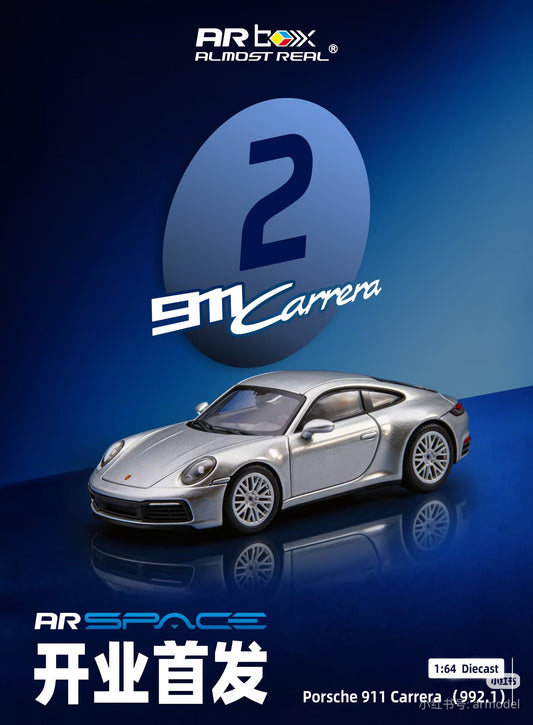 Almost Real 1:64 Porsche 911 Carrera (992.1) GT Silver Die-Cast Sports Car Model – AR Box #46