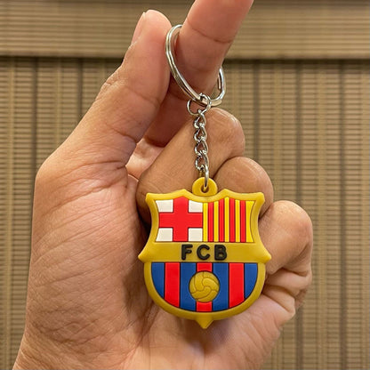 FC Barcelona Logo Rubber Keychain – FCB Football Club Keyring for Fans