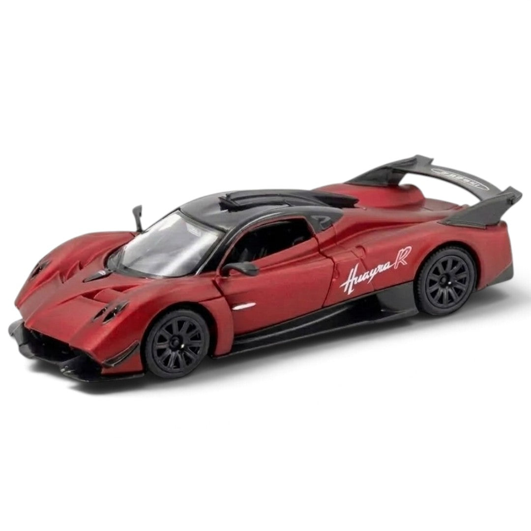 RMZ City Pagani Huayra R Die-Cast Model Car – Metallic Red Collectible Racing Supercar with Opening Doors, Pull Back Action